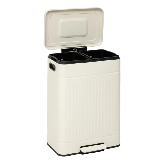 Poubelle Nova avec Pedale 2x30L Beige 45,5x36,5x67 cm
