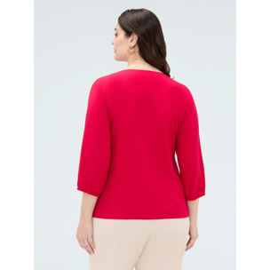 Fiorella Rubino - Blusa de viscosa con nudo en el bajo - Fuchsia