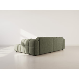 Mini Ray - Canapé d'angle droit 4 places en tissu texturé - Vert Kaki