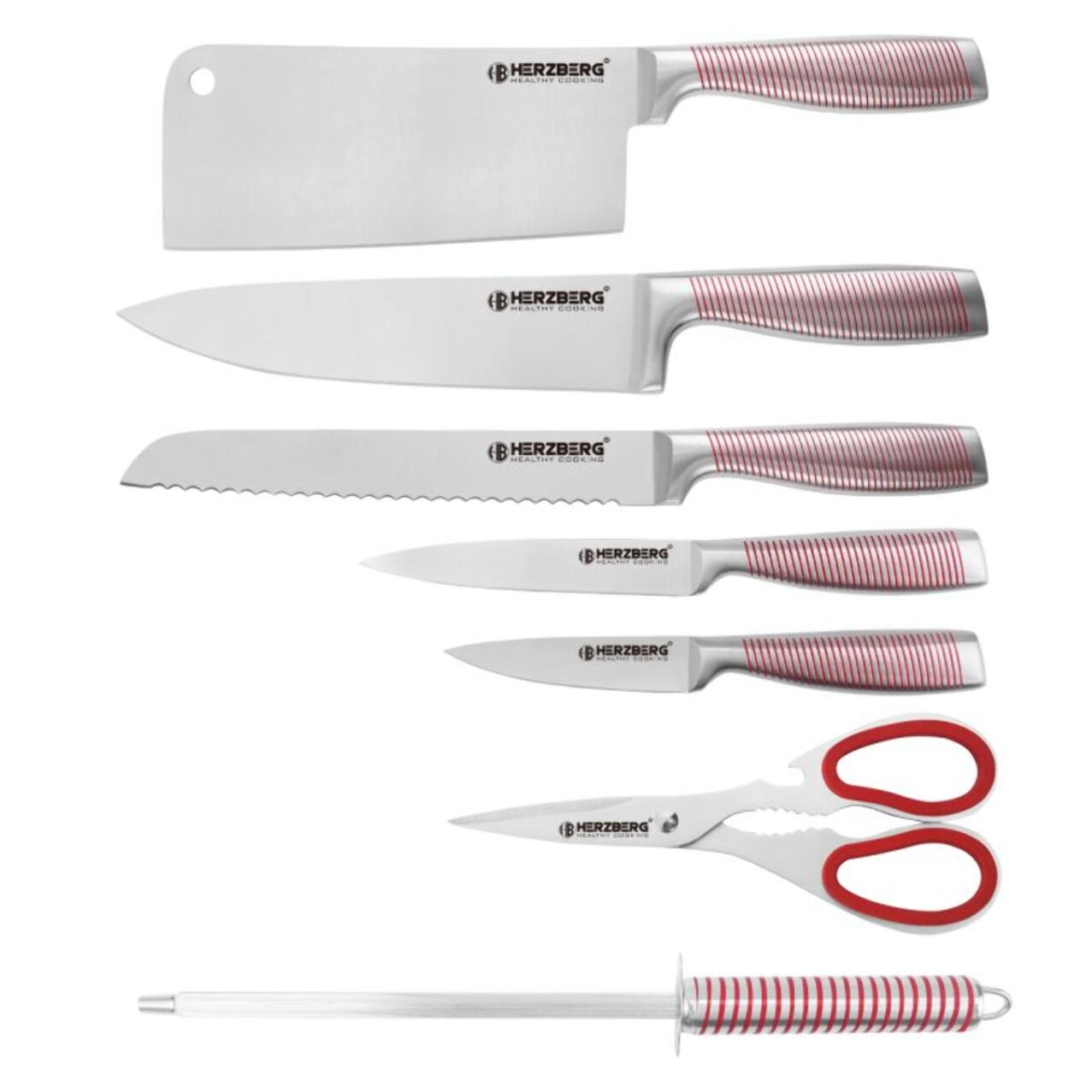 Set de couteaux 8 Pièces Rouge Herzberg HGSKN8-RED