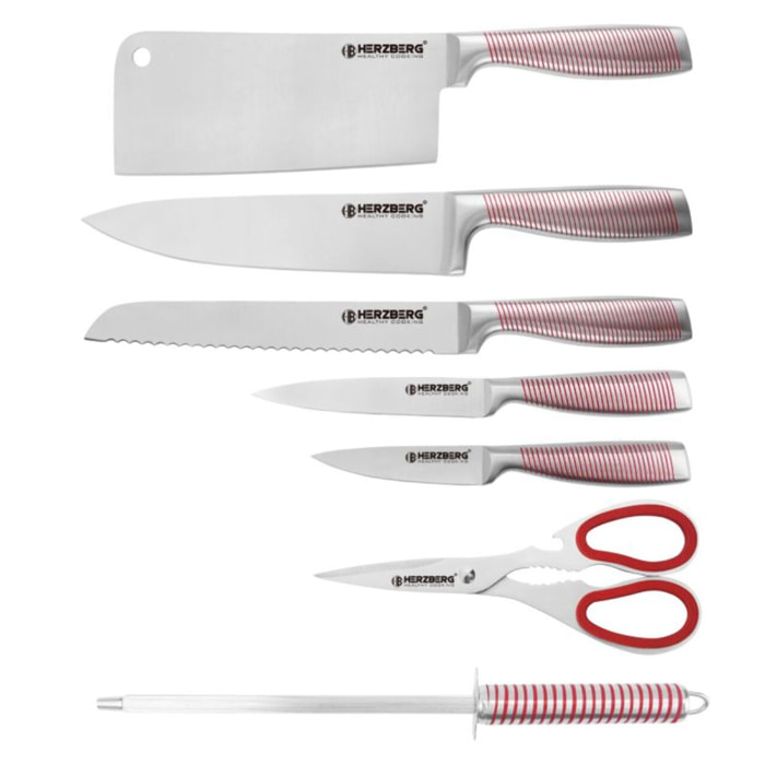 Set de couteaux 8 Pièces Rouge Herzberg HGSKN8-RED