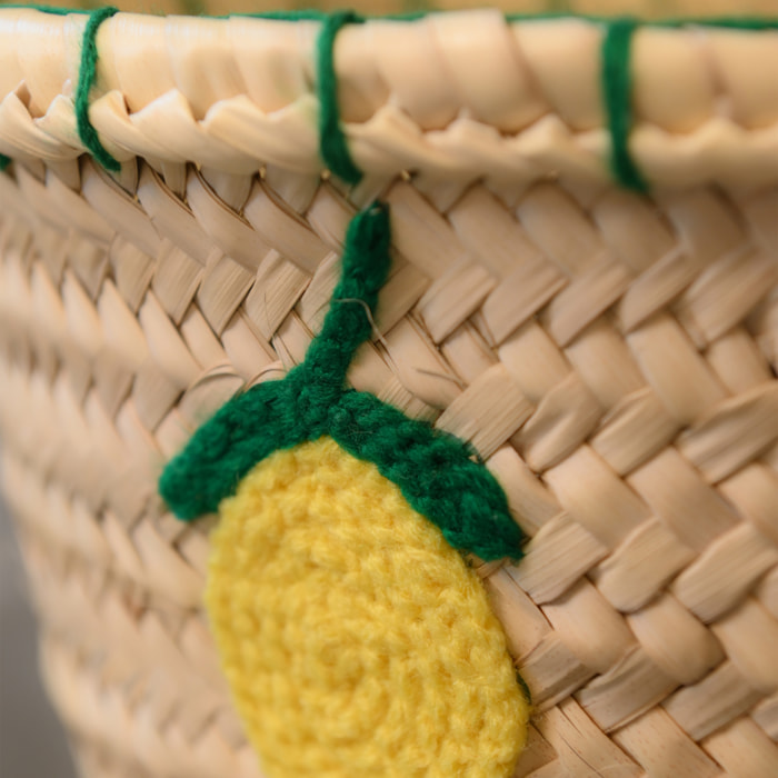 Panier Citrons brodés - Jaune