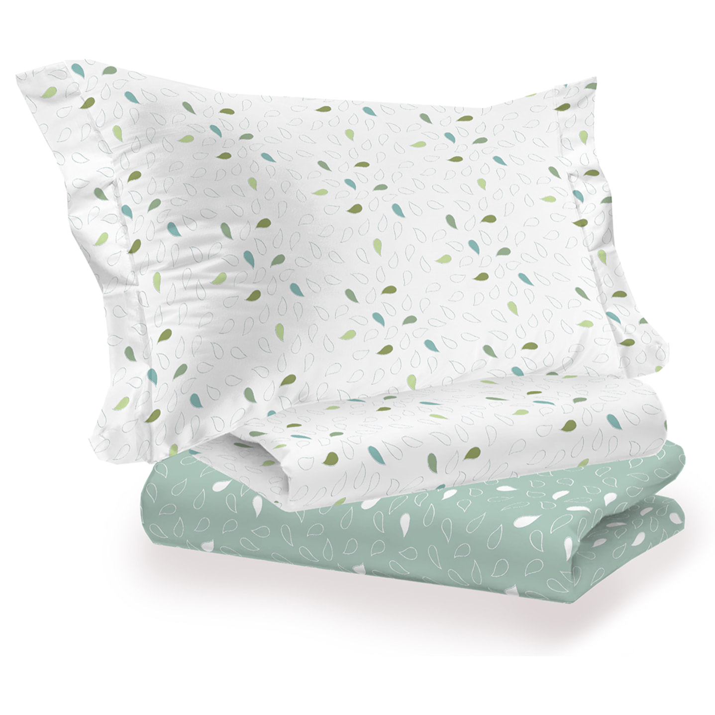 Completo letto goccia verde 100% cotone