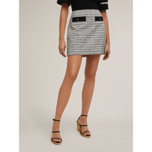 Motivi - Gonna corta in tweed tinto filo - Grigio