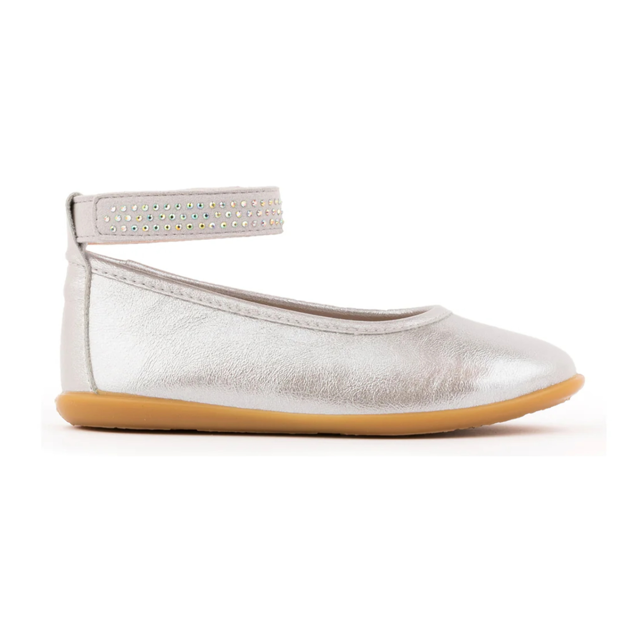 Bailarinas Plateadas Con Pulsera De Brillos Y Suela Flexible