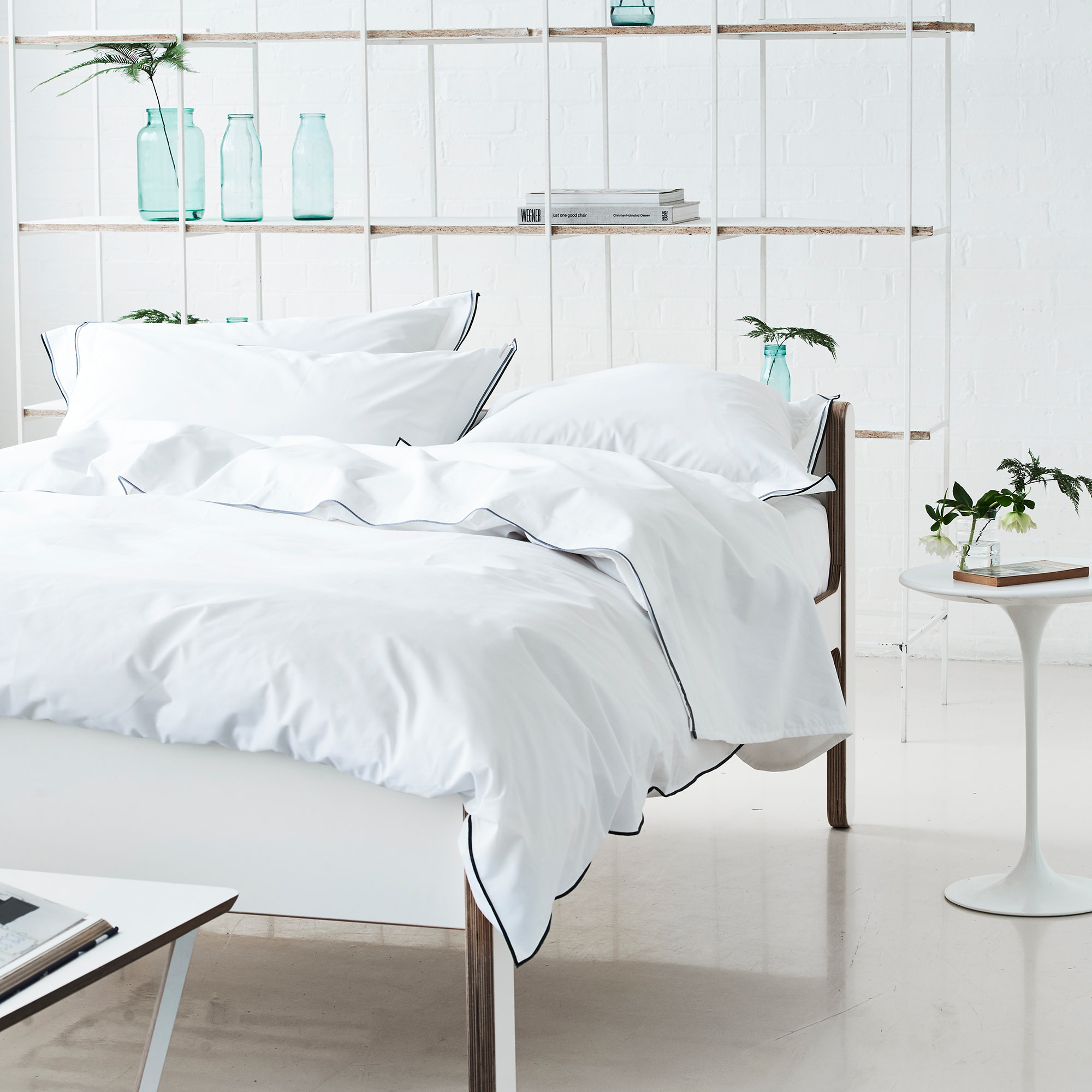 Housse de couette unie en percale de coton, ASTOR, Graphite