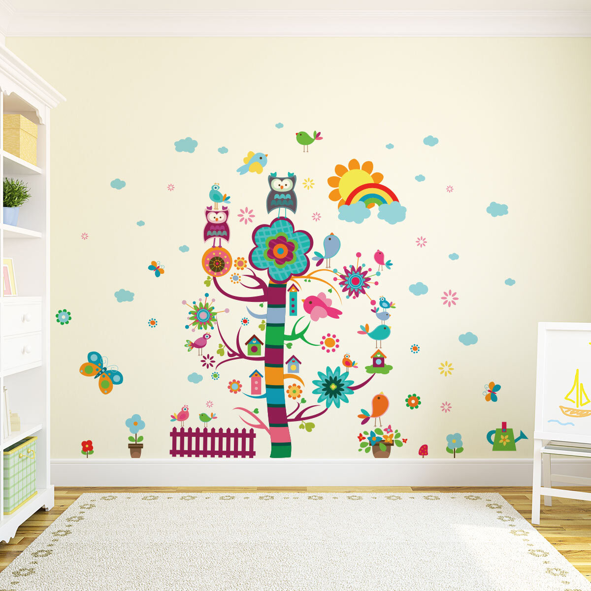 Stickers muraux | Sticker Mural Autocollant - ENFANT ARBRE MAGIQUE - adhésifs fond transparent