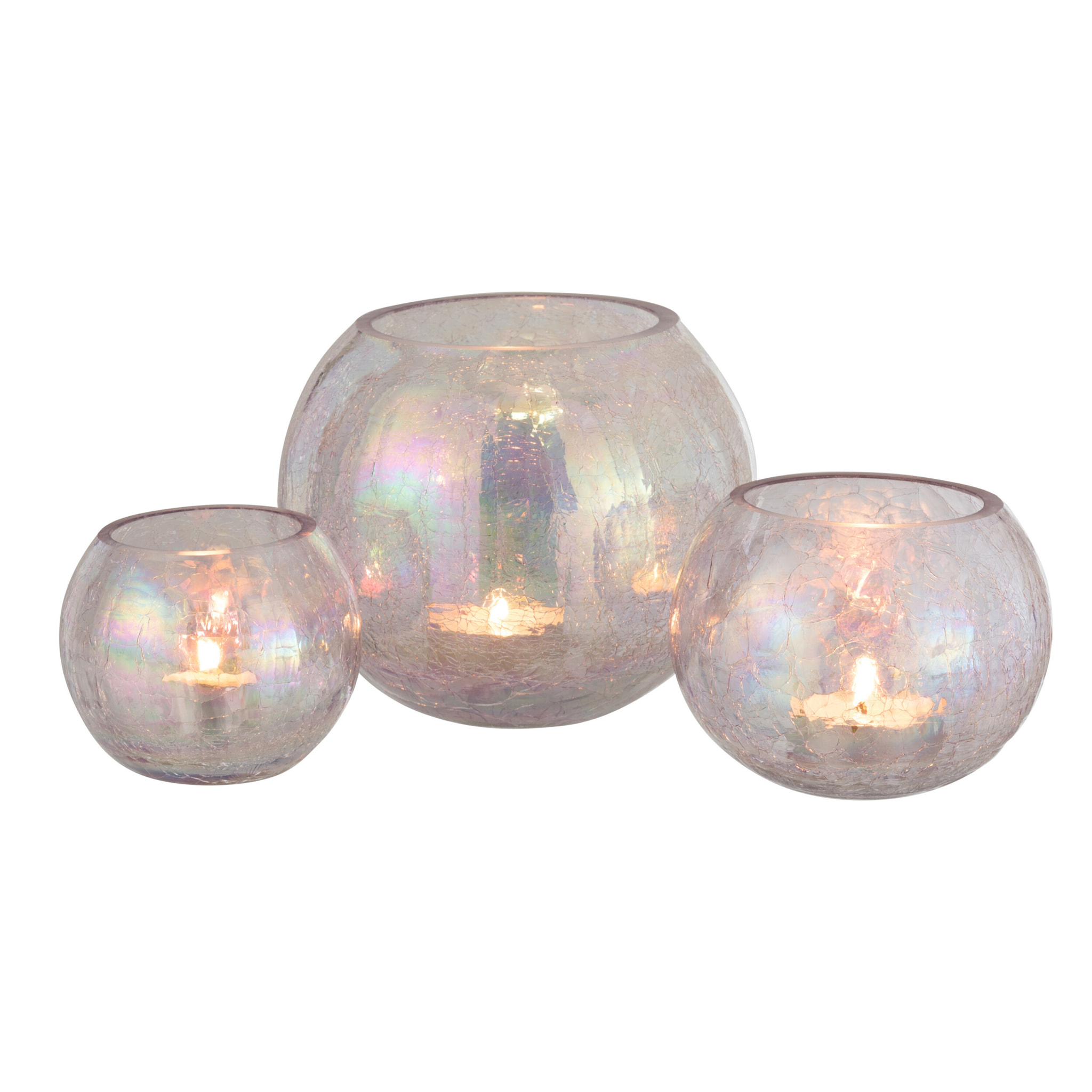 J-Line Photophore Boule Craquele Verre Effet Nacre Mauve Large