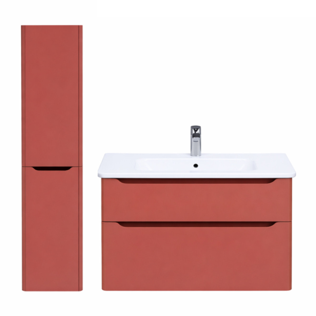 Meuble vasque suspendu VITRA Sento Round terracotta mat + Colonne