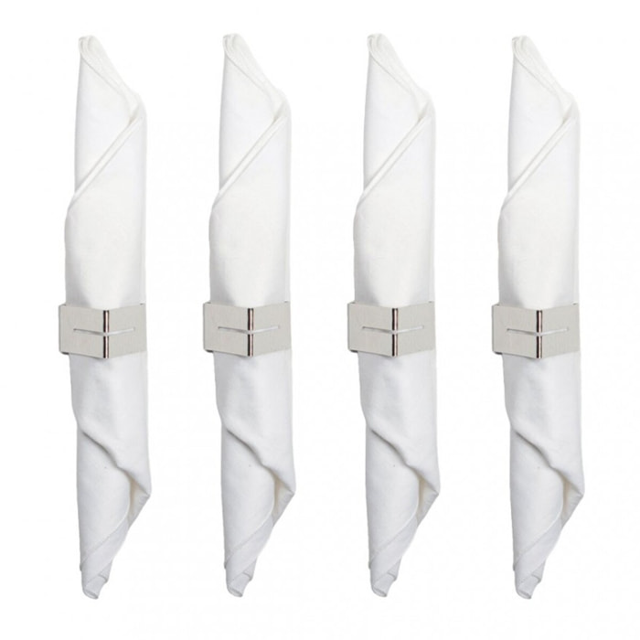 Lot de 4 ronds de serviettes triangle martele argent