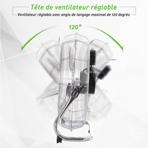 HOMCOM Grand ventilateur de bureau Ø 51 cm silencieux puissant 100 W 3 vitesses tête réglable gris métal