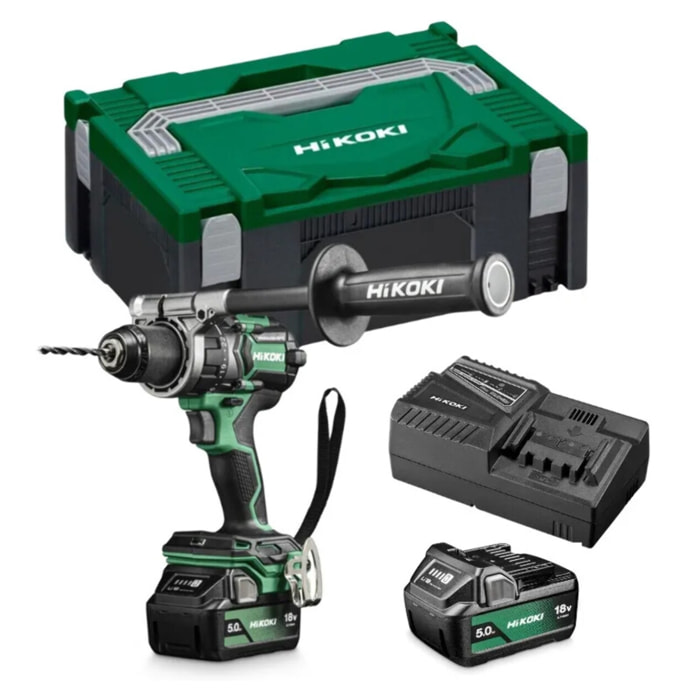 Perceuse Visseuse 140 Nm - HIKOKI - avec 2 batteries 18V 5.0Ah - chargeur - coffret plastique - DS18DCWPZ