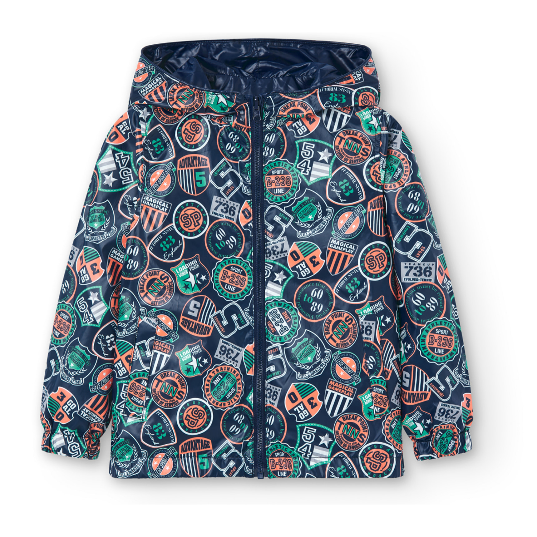 Parka reversible niÃ±o, estampado tÃ©cnico, azul marino