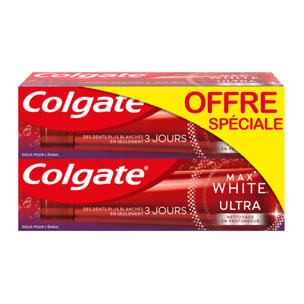 Lot de 2 Dentifrices Blancheur Colgate Ultra Nettoyage en Profondeur 75ml