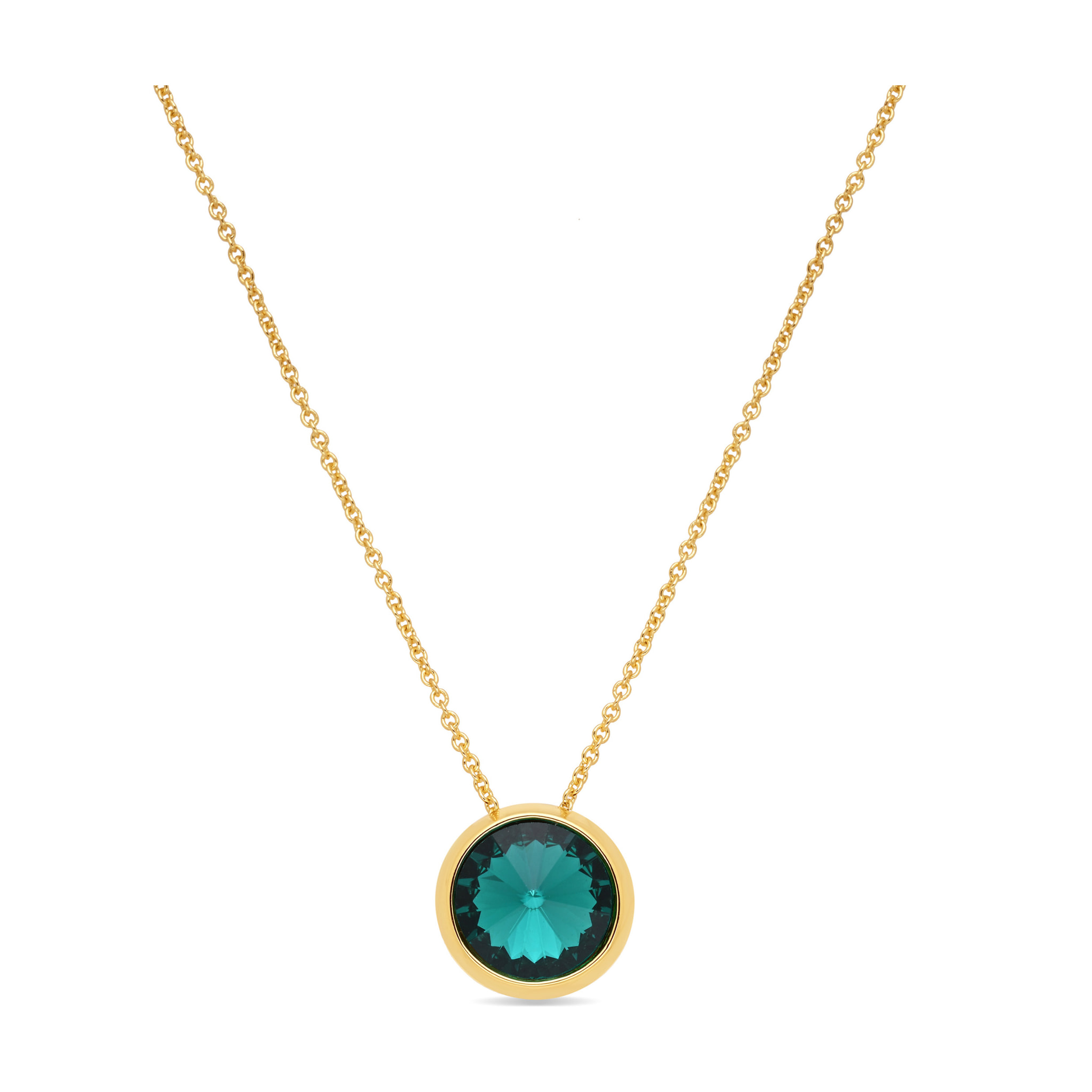 Collar de Cristal Verde acabado en oro amarillo de 18k
