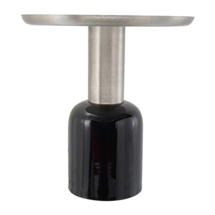 Tavolino da caffè Art Deco 725 in metallo nero e argento