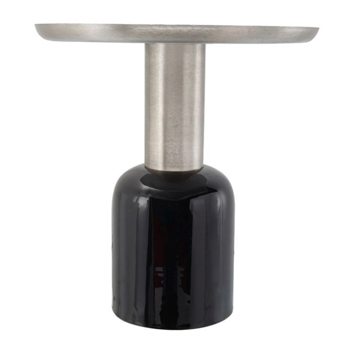 Tavolino da caffè Art Deco 725 in metallo nero e argento