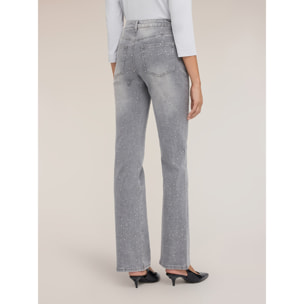 Motivi - Jeans wide con applicazioni di strass - Grigio