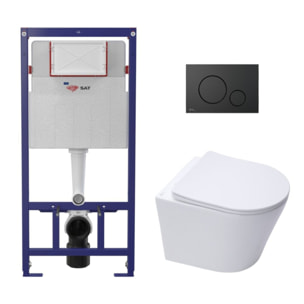 Pack WC bâti ECO 2L + WC suspendu Swiss Aqua Technologies + plaque noir (STESTINWR02-FR)