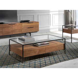 Mesa de centro – Nogal y cristal templado