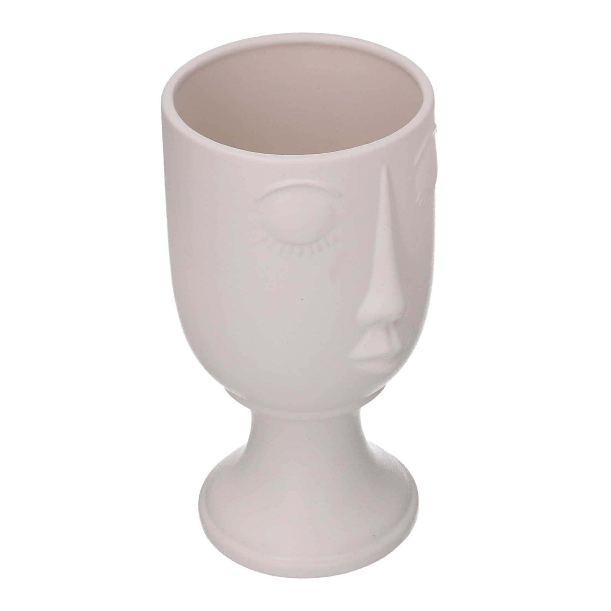 Portavaso in ceramica viso bianco cm14,2x12,8h25,3
