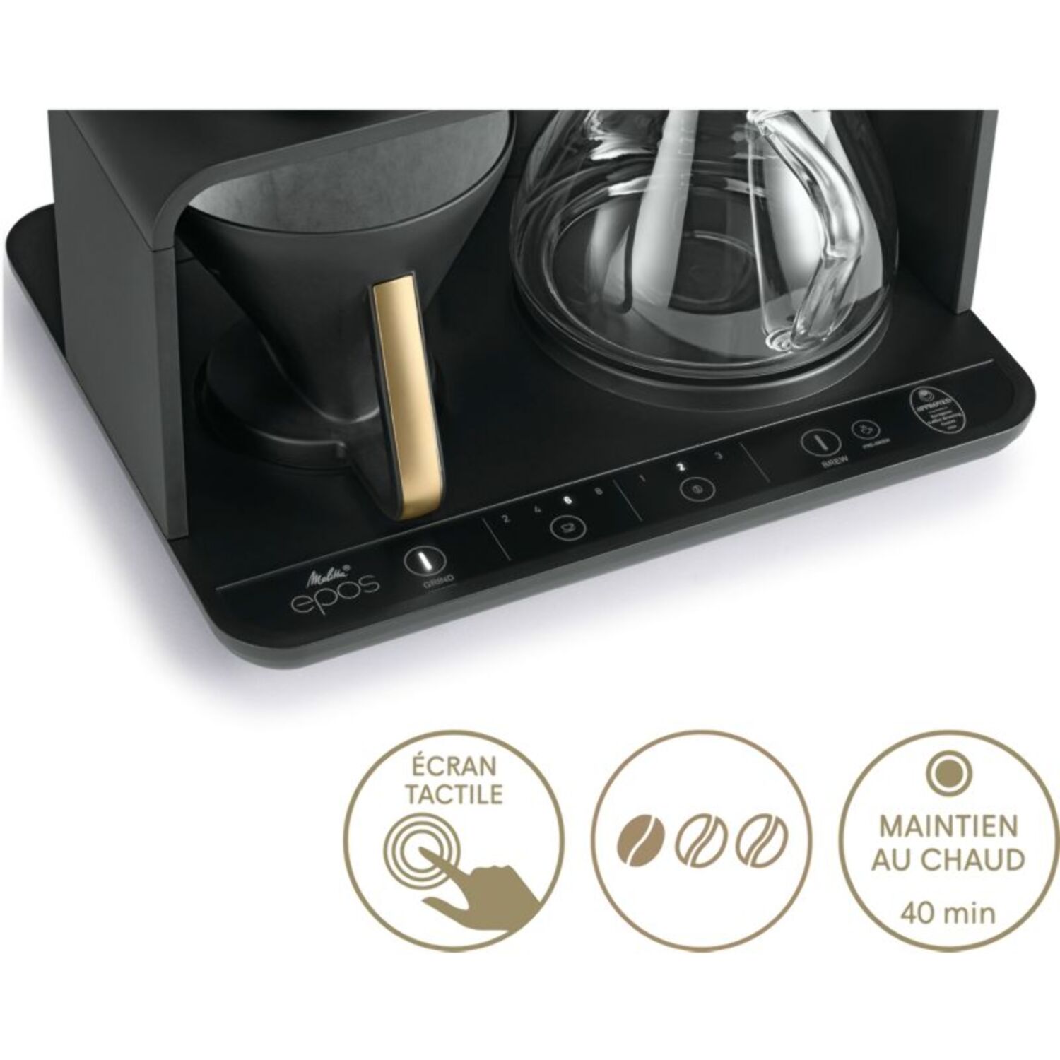 Cafetière filtre MELITTA EPOS avec broyeur intégré Schwarz-Gold