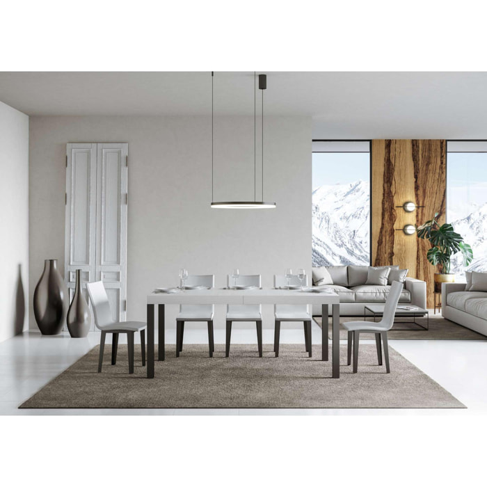 Tavolo allungabile 90x160/420 cm Everyday Bianco Frassino telaio Antracite