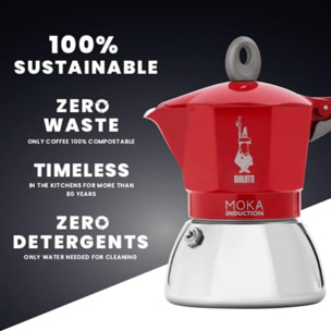Cafetière italienne BIALETTI Moka induction 6 tasses RED