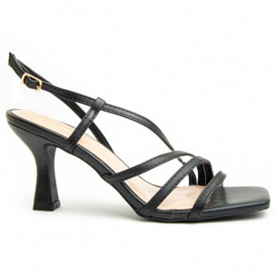 Sandalia de tacón - Negro - Altura: 8 cm