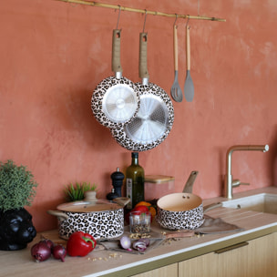 Lot de 3 poêles en aluminium recyclé motif léopard LEOPARD