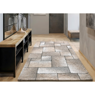 Tappeto Jacquard Ideale Salotto Camera Ingresso Made In Italy Antiscivolo, Lavabile, Morbido Disegno Tetrix Tortora By Suardi