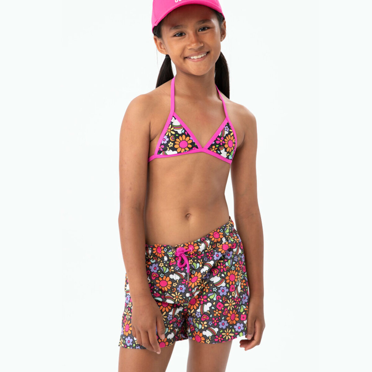 Short estampado con nubes de color naranja, Short, niña