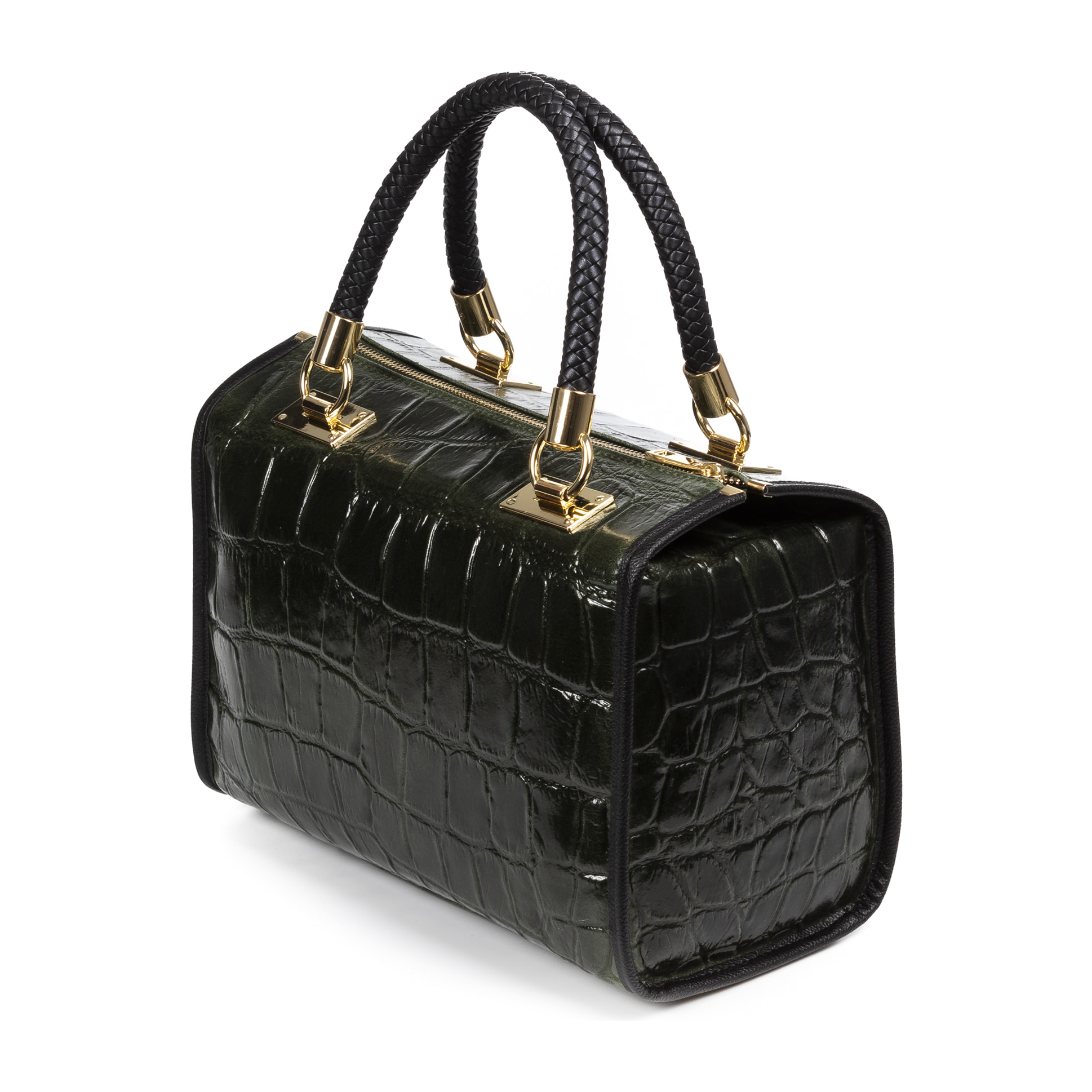 Catena Borsa tote Donna.Pelle autentica Camoscio Inciso Coccodrillo Grande