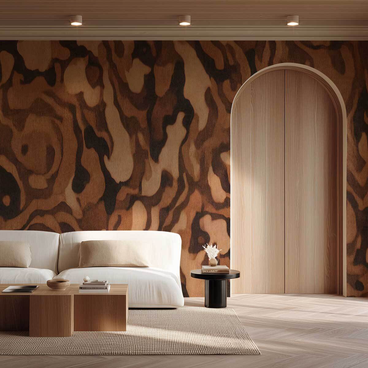 Papier peint Bois Précieux Terracotta Intissé