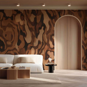 Papier peint Bois Précieux Terracotta Intissé