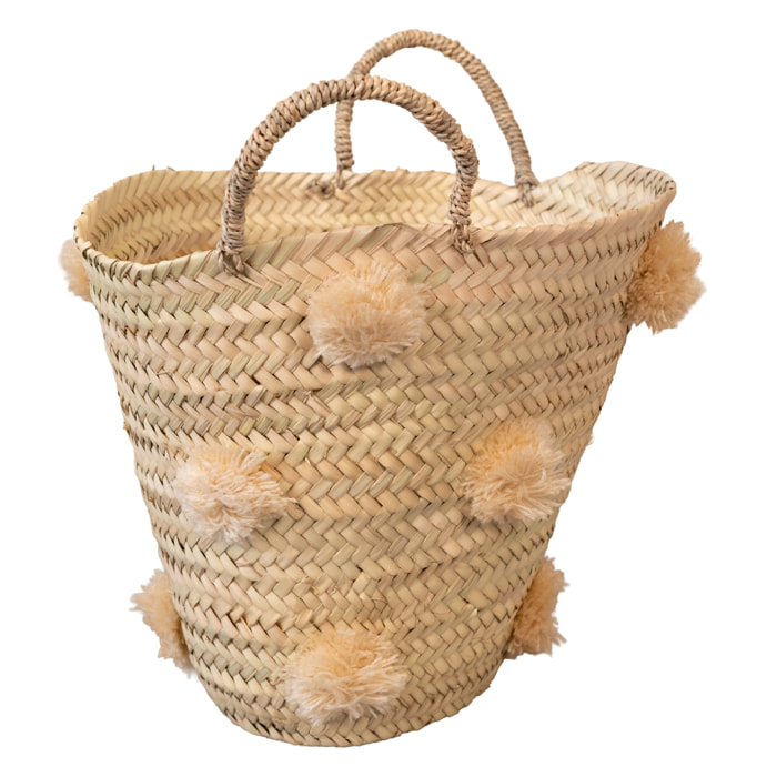 Panier de rangement à pompons - Beige