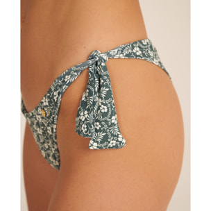 Braga de bikini brasileña con lazos y estampado de flores