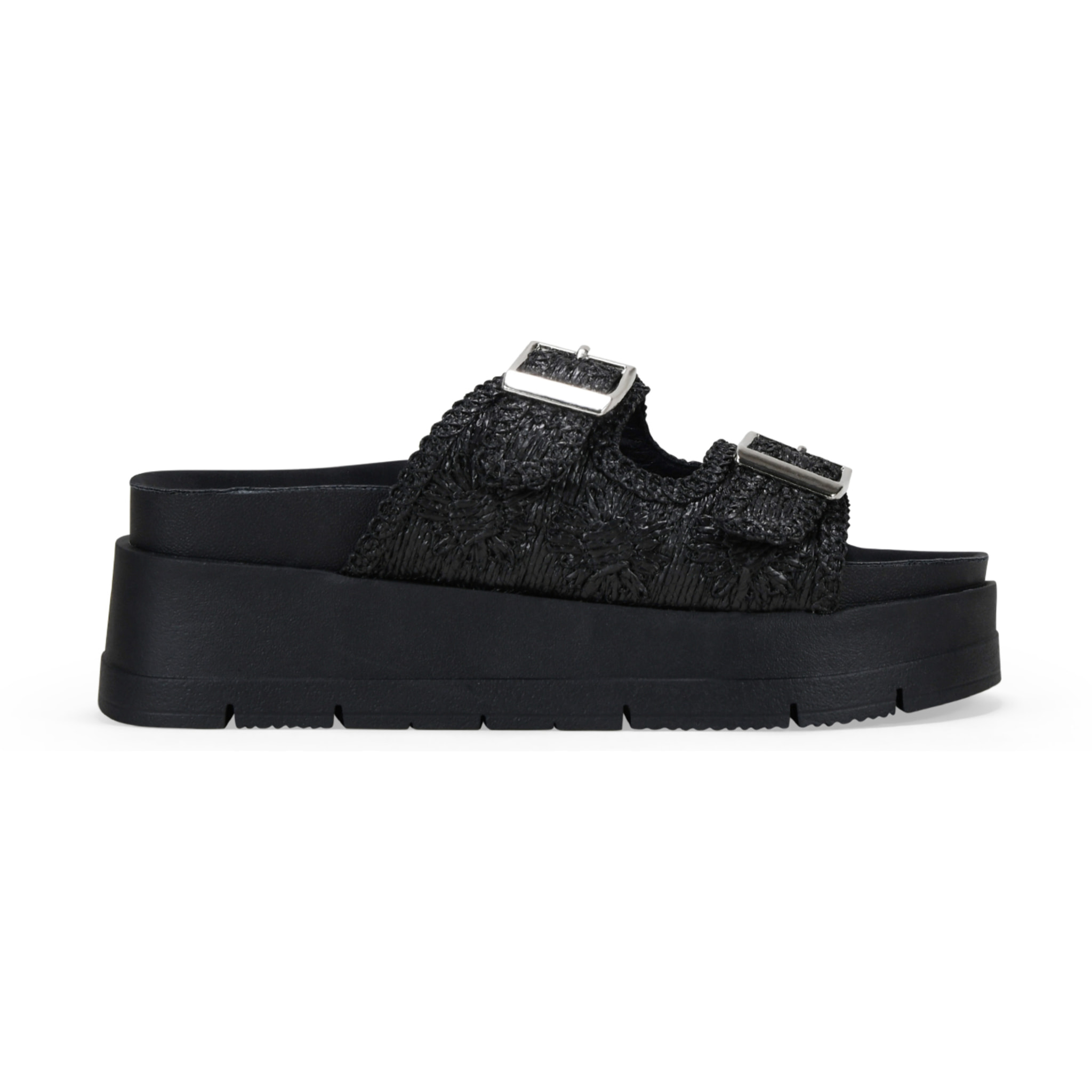 Sandalias plataforma negras con doble hebilla