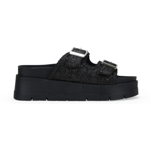 Sandalias plataforma negras con doble hebilla
