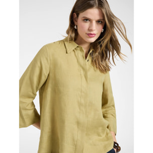 Elena Mirò - Camicia boxy in lino - Verde chiaro