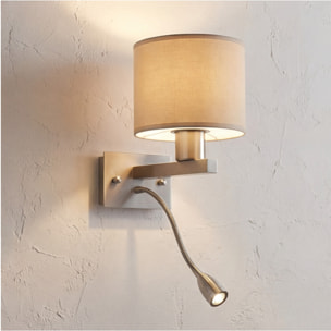 LEDS C4 Aplique LED Torino E27 60W en níquel satinado, compatible con pantalla no incluida