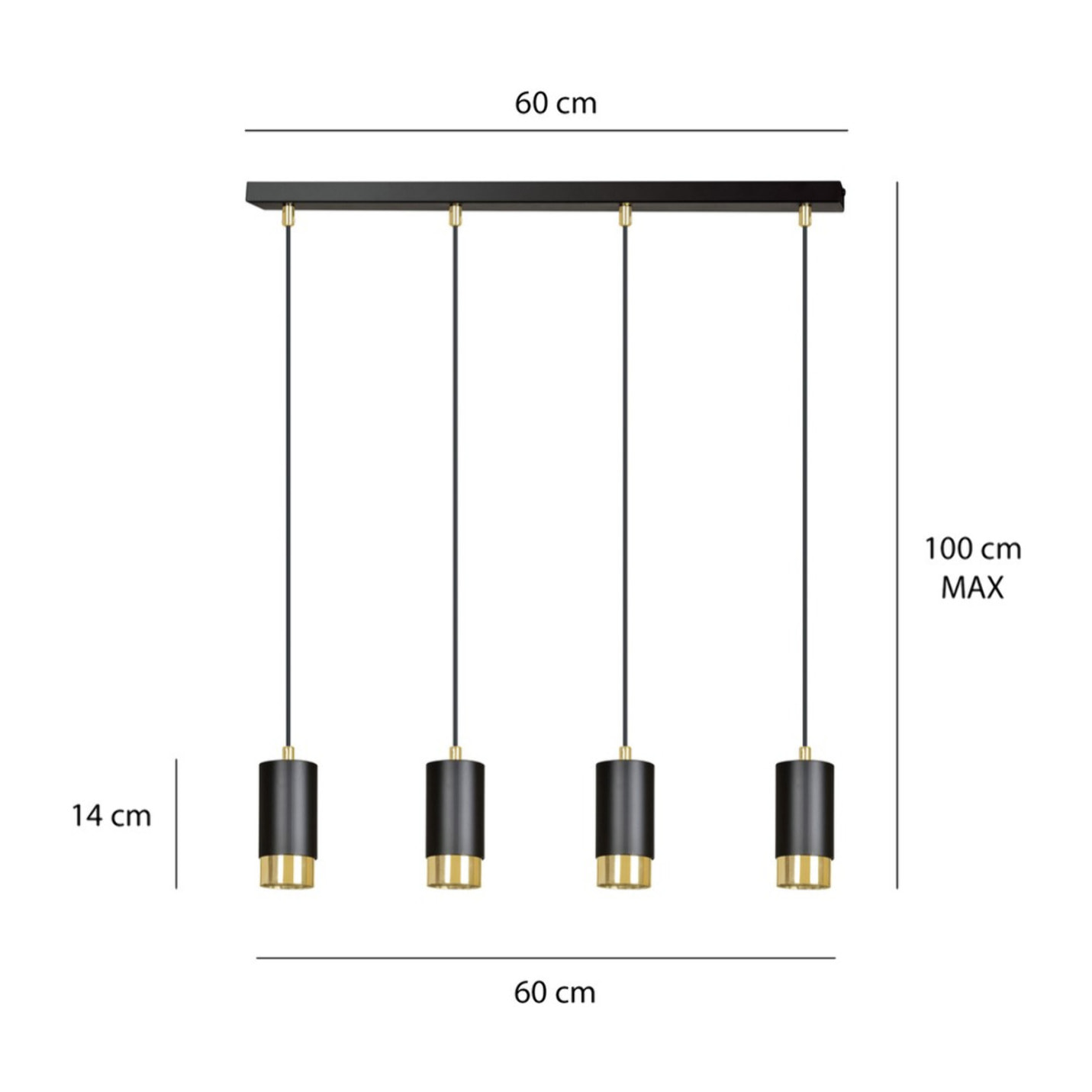 Lampada a sospensione Fumiko in acciaio nero e oro