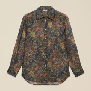 Oltre - Camicia a fantasia floreale - Blu