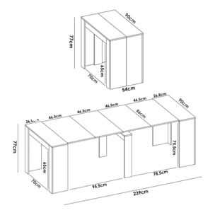Tavolo allungabile Cognolo, Consolle estensibile multiposizione, Tavolo da pranzo multiuso, 54/239x90h77 cm, Rovere
