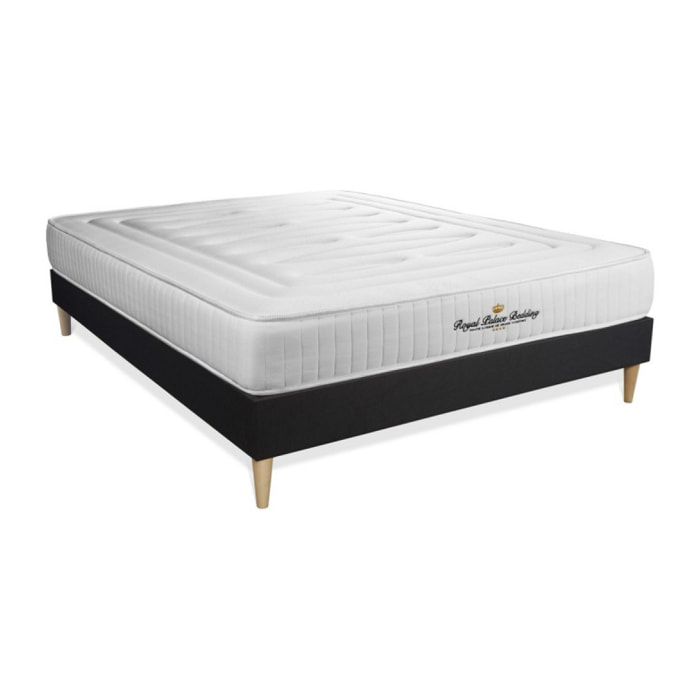 Pack matelas à mémoire de forme Nottingham + sommier KIT noir + 2 oreillers de mémoire de forme + 1 couette 250 grammes + Sommier tapissier en kit cm d'épaisseur - Matelas à Mémoire de forme de 20cm d'épaisseur