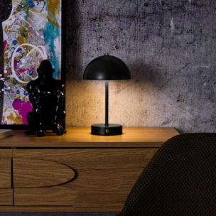 Lampe De Table Lucia Rechargeable Noire H26cm