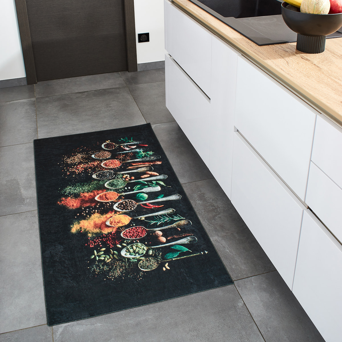 Stampa - tapis de cuisine lavable à motif, noir