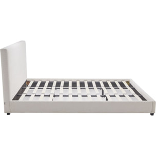 Lit avec tête de lit en tissu bouclé - WILLIAM