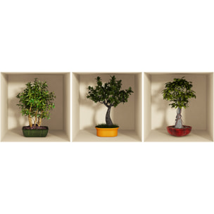 Stickers muraux 3D | Sticker Mural Autocollant effet 3D bonsai - Stickers adhésifs 3D Chambre Salon Trompe l'oeil