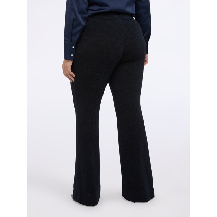 Fiorella Rubino - Pantaloni Flare scuba lurex - Blu